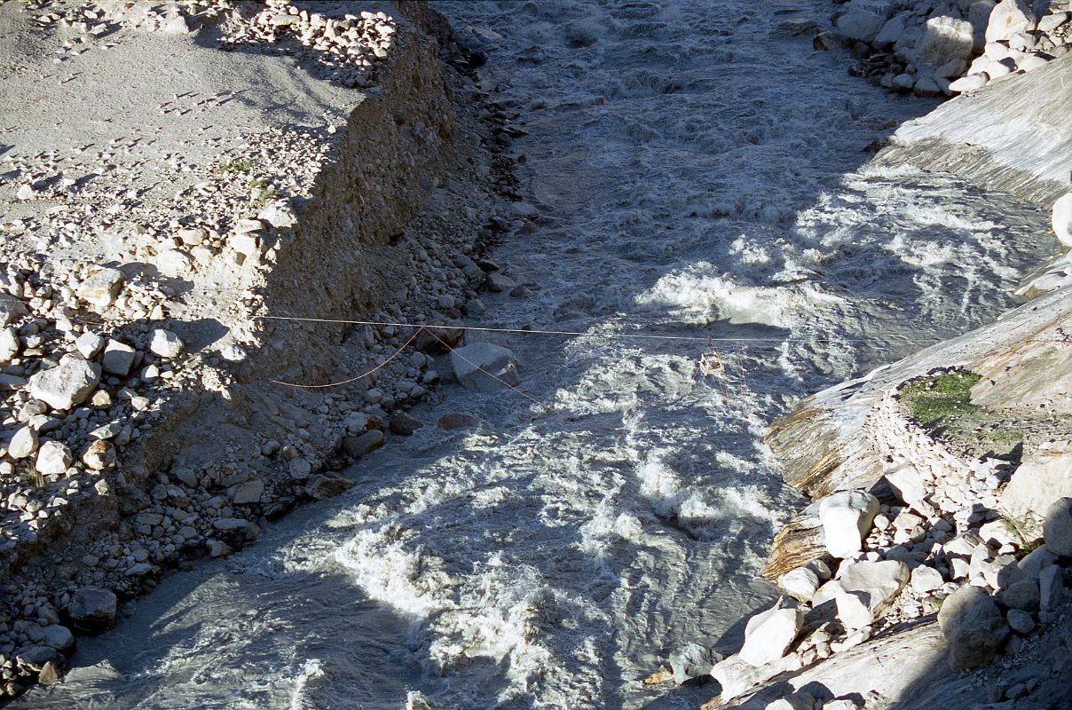 25 Wire Pulley System And Small Wooden Box Hanging From A Steel Cable Can Be Used To Cross Raging Braldu River Near Paiju